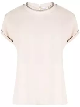 Brunello Cucinelli футболка с декором Monili, серый