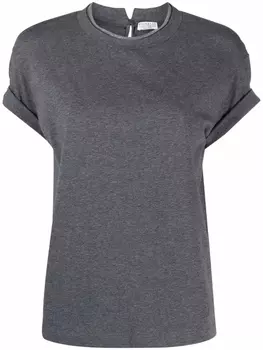 Brunello Cucinelli футболка с декором Monili, серый