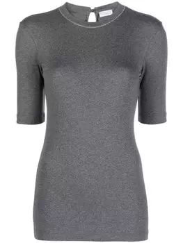Brunello Cucinelli футболка с декором Monili, серый
