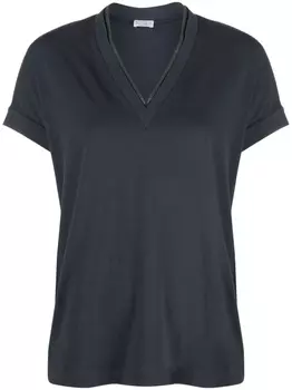 Brunello Cucinelli футболка с декором Monili, синий