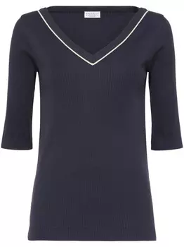 Brunello Cucinelli футболка с декором Monili, синий