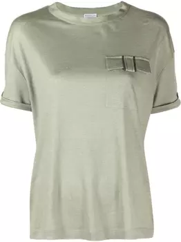 Brunello Cucinelli футболка с декором Monili, зеленый