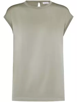 Brunello Cucinelli футболка с декором Monili, зеленый