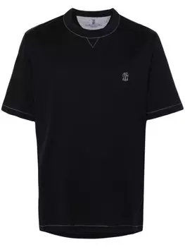 Brunello Cucinelli футболка с контрастной строчкой, синий