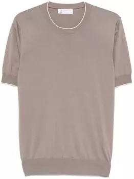 Brunello Cucinelli футболка с круглым вырезом, коричневый
