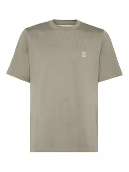 Brunello Cucinelli футболка с логотипом, зеленый