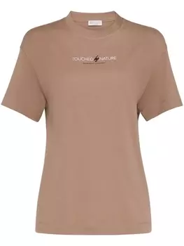 Brunello Cucinelli футболка с надписью, коричневый