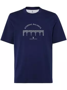 Brunello Cucinelli футболка с надписью, синий