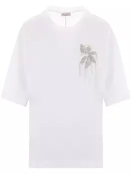 Brunello Cucinelli футболка, украшенная стразами, белый