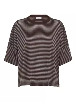 Brunello Cucinelli футболка в полоску, коричневый