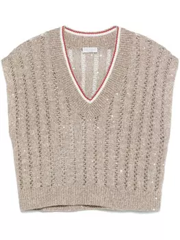 Brunello Cucinelli футболка в рубчик, нейтральный
