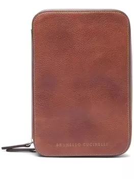 Brunello Cucinelli футляр для очков с логотипом, коричневый