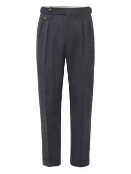 Brunello Cucinelli габардиновые брюки строгого кроя, синий