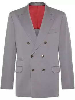 Brunello Cucinelli габардиновый блейзер, серый
