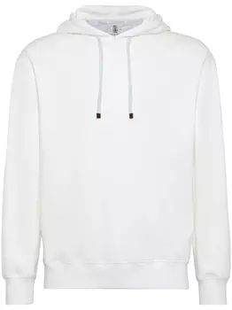Brunello Cucinelli худи из смесового хлопка, белый