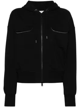 Brunello Cucinelli худи на молнии с декором Monili, черный