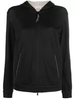 Brunello Cucinelli худи на молнии с декором Monili, черный