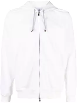 Brunello Cucinelli худи на молнии с кулиской, белый