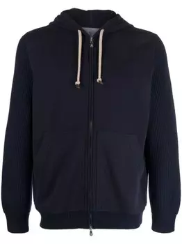 Brunello Cucinelli худи на молнии с кулиской, синий