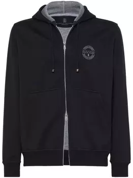 Brunello Cucinelli худи на молнии с логотипом, черный
