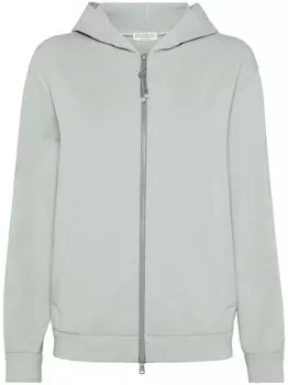 Brunello Cucinelli худи на молнии, зеленый