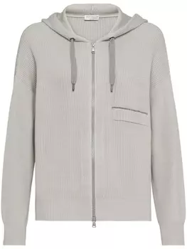 Brunello Cucinelli худи в рубчик, серый