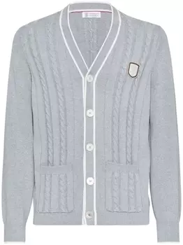 Brunello Cucinelli кардиган фактурной вязки, серый