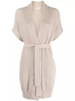 Brunello Cucinelli кардиган крупной вязки без рукавов, коричневый