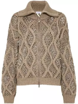 Brunello Cucinelli кардиган на молнии, коричневый