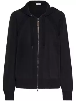 Brunello Cucinelli кардиган на молнии с капюшоном, черный