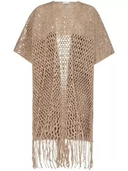Brunello Cucinelli кардиган-пальто в технике макраме, нейтральный цвет