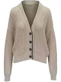 Brunello Cucinelli кардиган с контрастной отделкой, нейтральный цвет