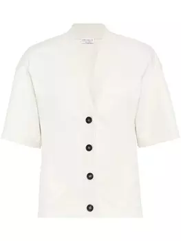 Brunello Cucinelli кардиган с короткими рукавами, белый