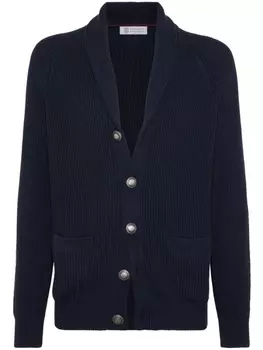 Brunello Cucinelli кардиган с лацканами-шалькой, синий