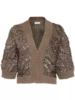 Brunello Cucinelli кардиган с пайетками, коричневый