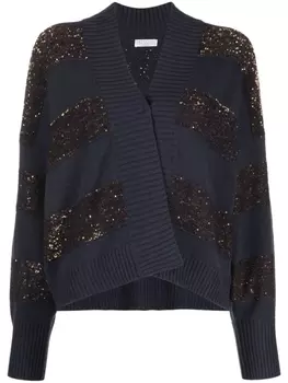 Brunello Cucinelli кардиган с пайетками, синий