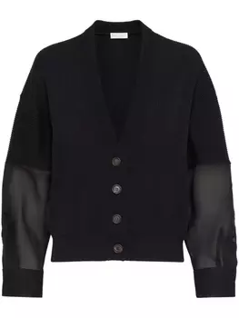 Brunello Cucinelli кардиган с прозрачными вставками, черный