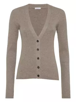 Brunello Cucinelli кардиган с V-образным вырезом, коричневый