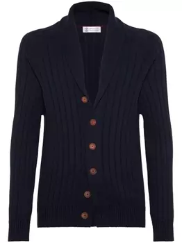 Brunello Cucinelli кардиган с воротником-шалькой, синий