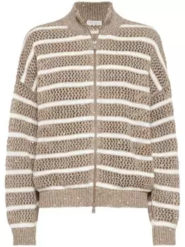 Brunello Cucinelli кардиган в полоску, коричневый