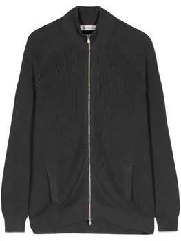 Brunello Cucinelli кардиган в рубчик, серый