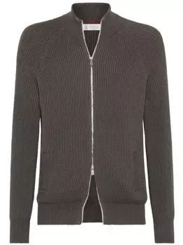 Brunello Cucinelli кардиган в рубчик, серый