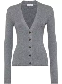 Brunello Cucinelli кардиган в рубчик, серый