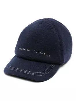 Brunello Cucinelli кашемировая кепка с вышитым логотипом, синий