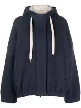 Brunello Cucinelli кашемировая куртка с капюшоном, синий