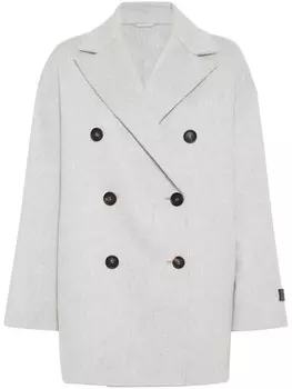 Brunello Cucinelli кашемировое двубортное пальто, серый