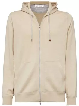Brunello Cucinelli кашемировое худи на молнии, нейтральный цвет