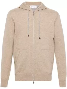 Brunello Cucinelli кашемировое худи тонкой вязки, коричневый