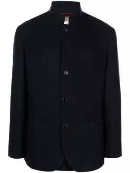 Brunello Cucinelli кашемировое пальто с воротником-стойкой, синий