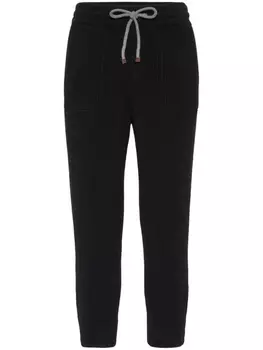 Brunello Cucinelli кашемировые брюки в рубчик, черный